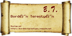Bordán Terestyén névjegykártya